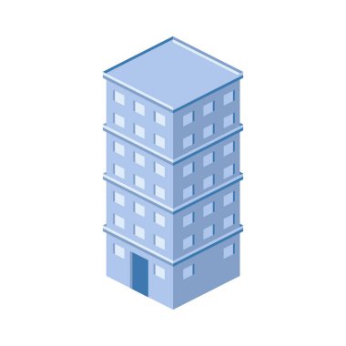 building isometric facade style icon