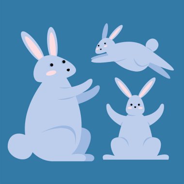 three rabbits animals group characters