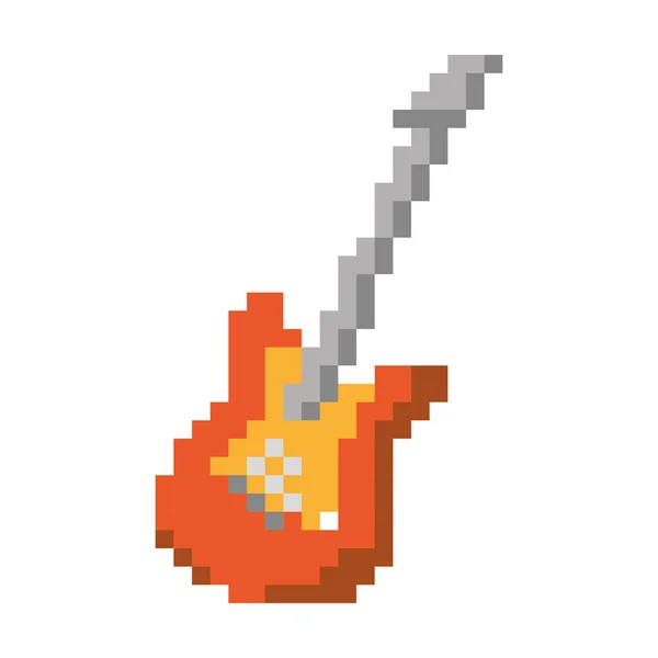 Electric Guitar Pixel Art Style Icon — ストックベクタ