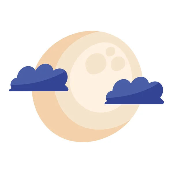 Full Moon Clouds Night Icon — Stock Vector