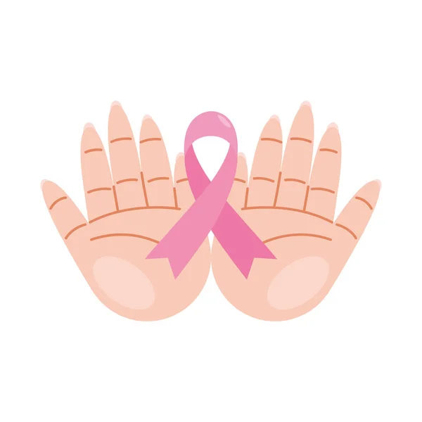 Hands Ribbon Campaign Breast Cancer — Wektor stockowy