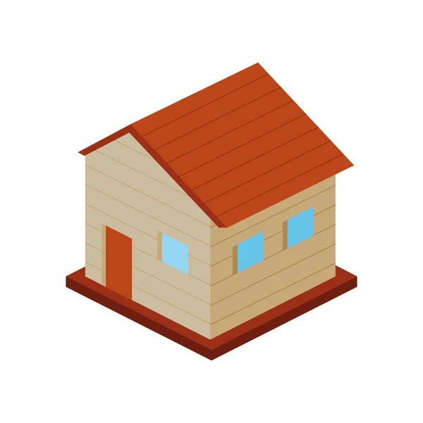 Little Isometric House Facade Icon — Stock Vector