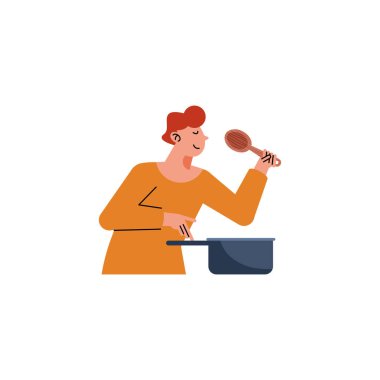 man with pot cooking character