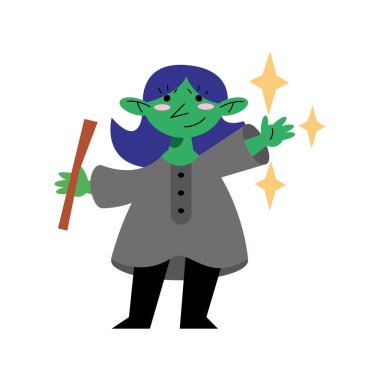 witch with magic wand character