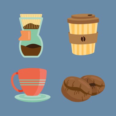 international coffee day set four icons