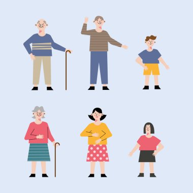 six Korean family members characters