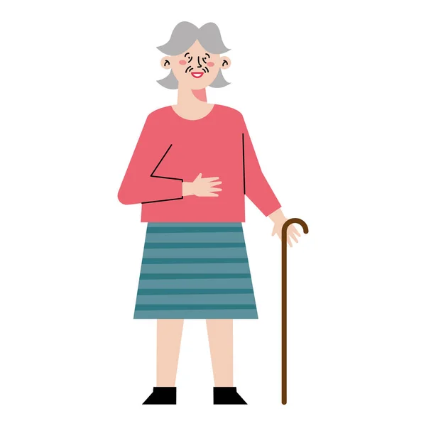 Korean Old Woman Walking Character — Stockový vektor