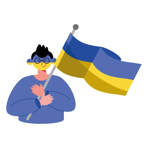 Man Waving Ukraine Flag Character — Stockvektor