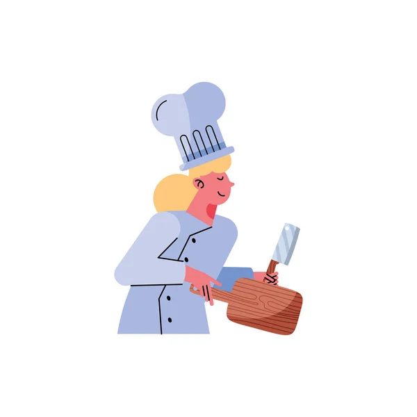 Blond Woman Kitchen Board Character — Archivo Imágenes Vectoriales