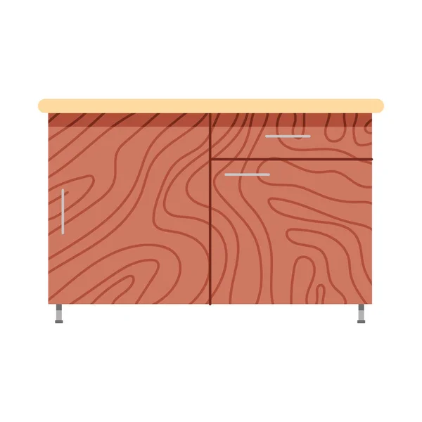 Kitchen Wooden Drawer Equipment Icon — Stockvektor