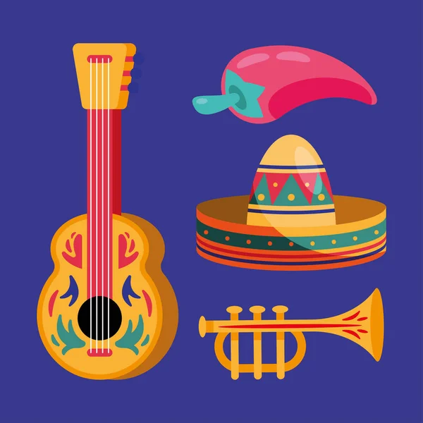 Four Dia Los Muertos Set Icons — Stok Vektör