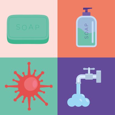four hands washing set icons