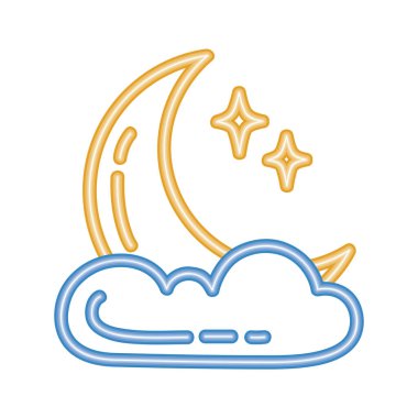 moon and cloud neon light icon