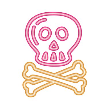 skull halloween neon light icon