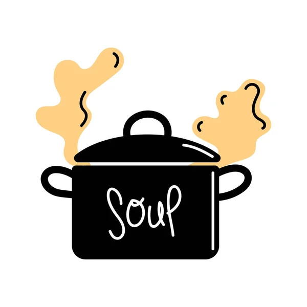 Soup Pot Kitchen Utensil Icon — Stockvector