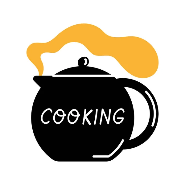 Cooking Lettering Teapot Kitchen Utensil — vektorikuva
