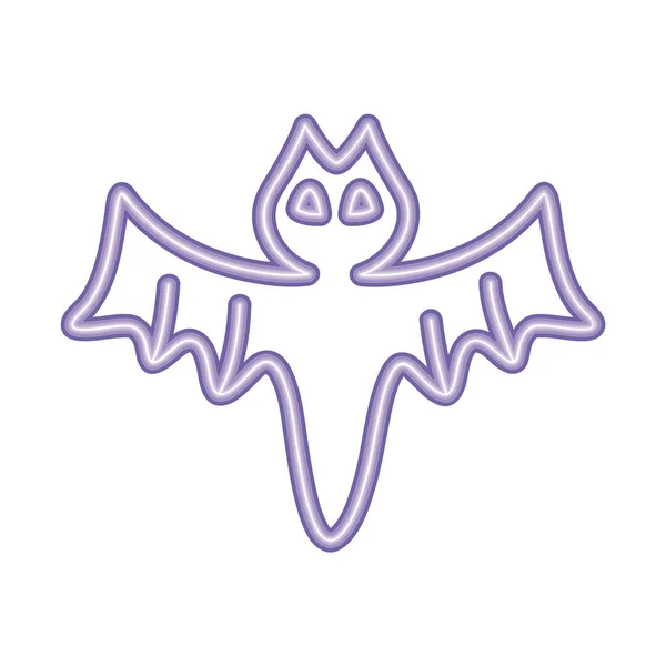 Halloween Bat Neon Light Icon — Stok Vektör