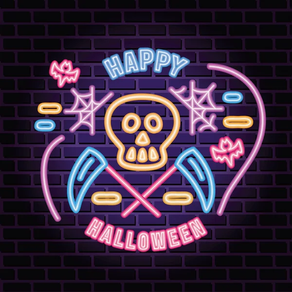 Halloween Neon Lights Reaper Poster — ストックベクタ