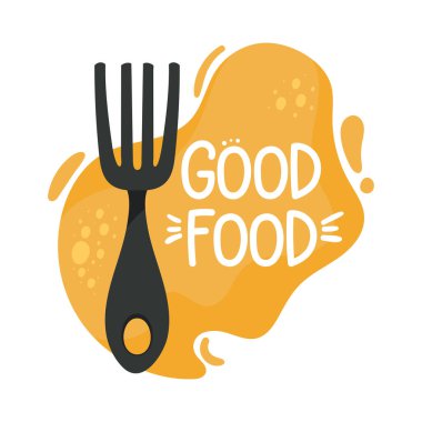 good food lettering with fork poster