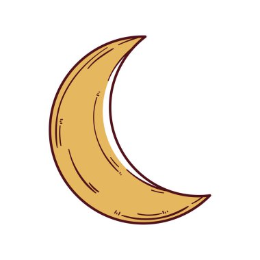 golden crescent moon symbol icon