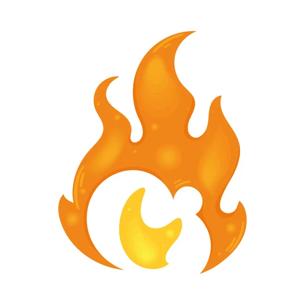 Wild Fire Flame Isolated Icon — Stok Vektör