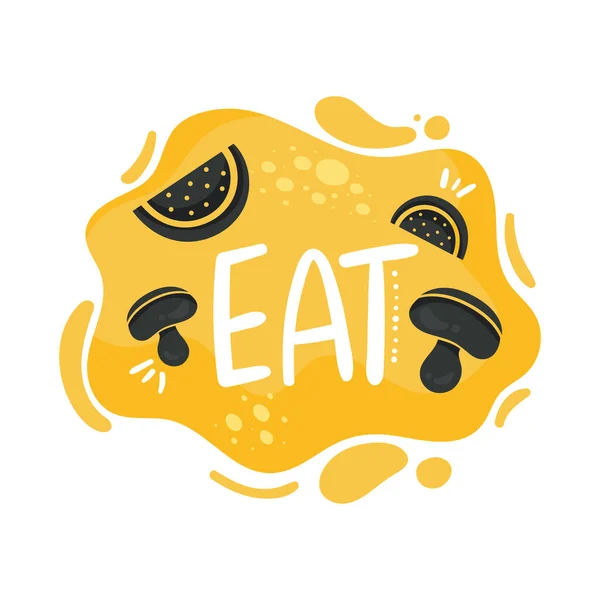 Eat Lettering Food Poster — Vetor de Stock