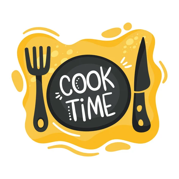 Cook Time Lettering Dish Lettering Poster — 图库矢量图片