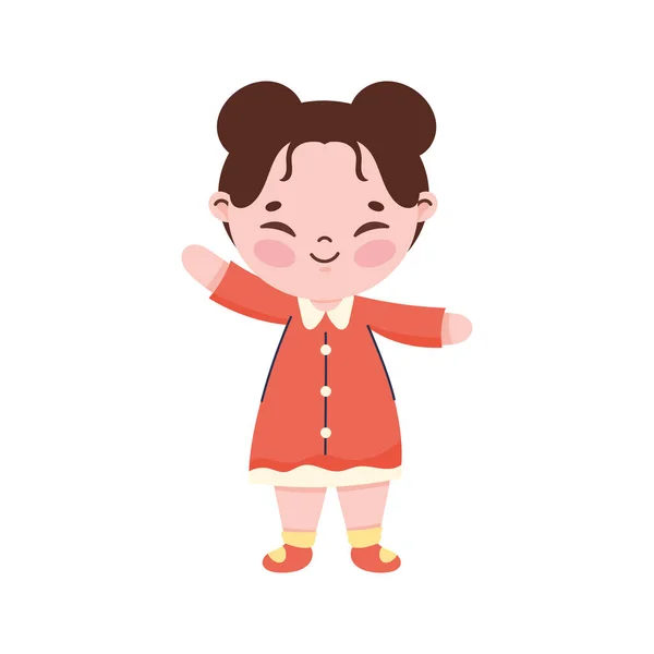 Korean Little Girl Comic Character — 스톡 벡터