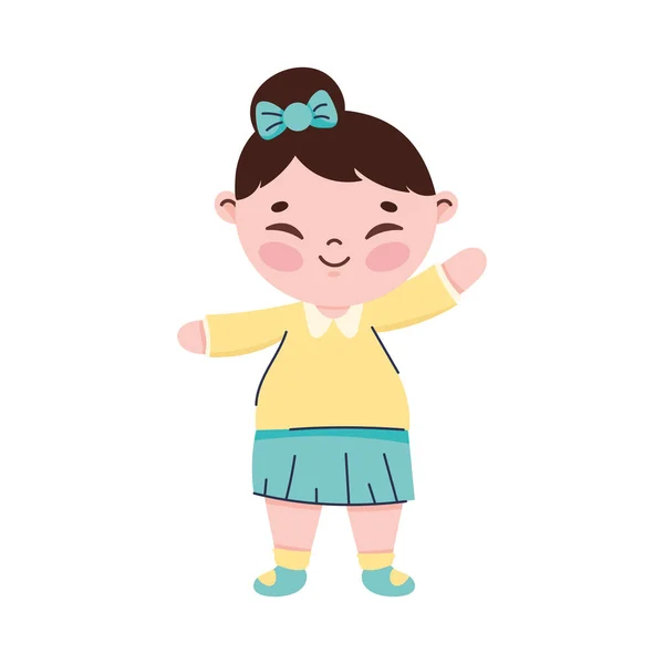 Happy Korean Little Girl Comic Character — Image vectorielle