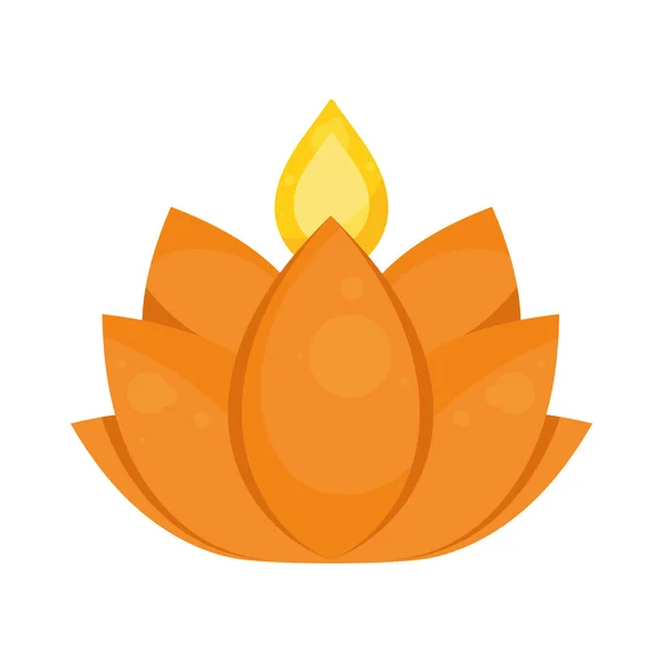 Yellow Lotus Diwali Ceremony Candle Icon — Vettoriale Stock