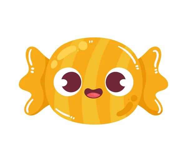 Halloween Yellow Candy Kawaii Character — Stock vektor