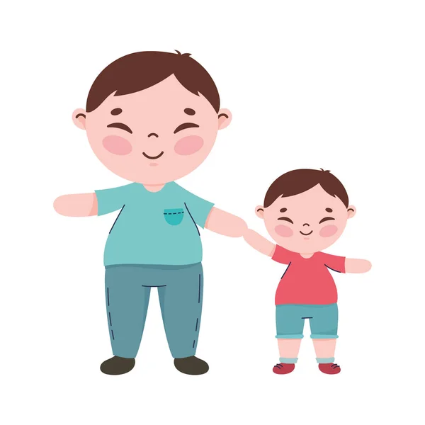 Korean Dad Son Characters — Stock Vector