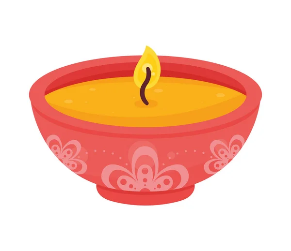 Diwali Ceremony Red Candle Icon — Stock Vector