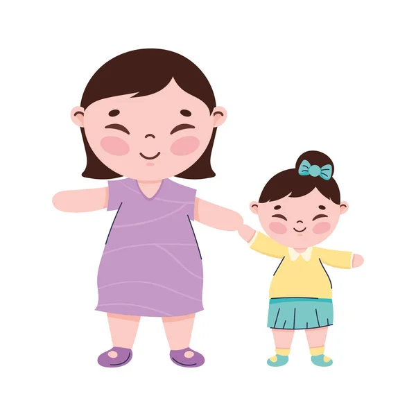 Korean Mother Daughter Character — Stok Vektör