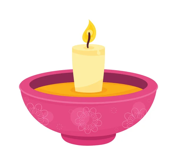 Diwali Ceremony Pink Candle Icon — Vettoriale Stock