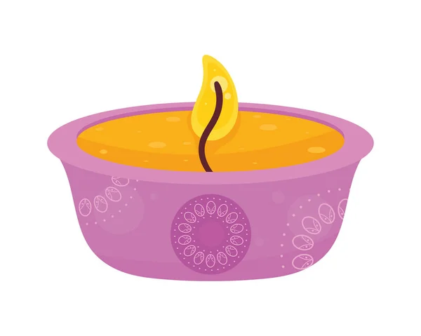 Purple Diwali Ceremony Candle Icon — Stok Vektör
