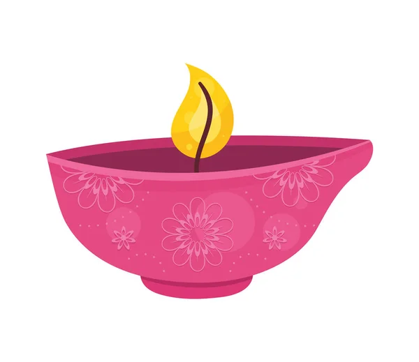 Pink Diwali Ceremony Candle Icon — Vetor de Stock