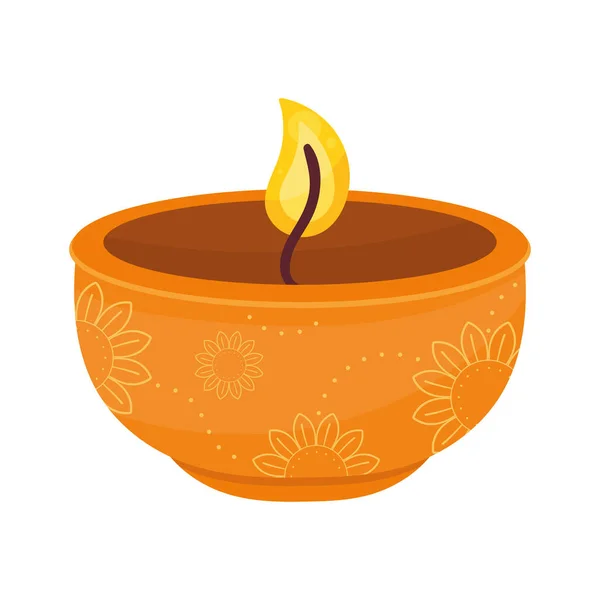 Orange Diwali Ceremony Candle Icon —  Vetores de Stock