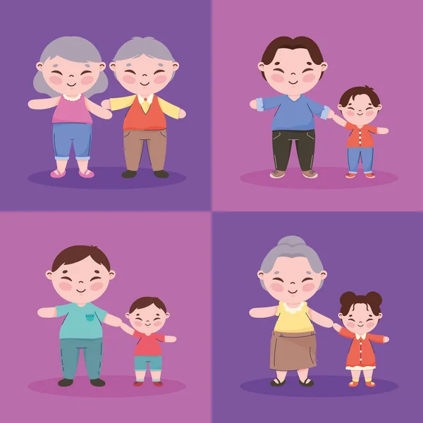 Eight Korean Family Members Characters — Stock Vector