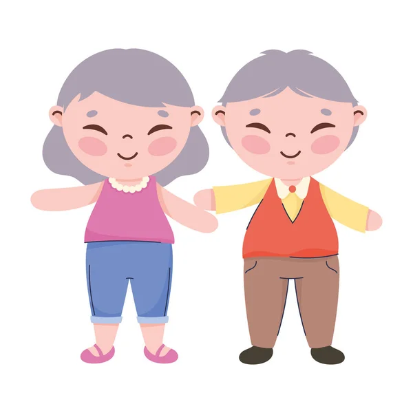 Korean Old Grandparents Couple Characters —  Vetores de Stock