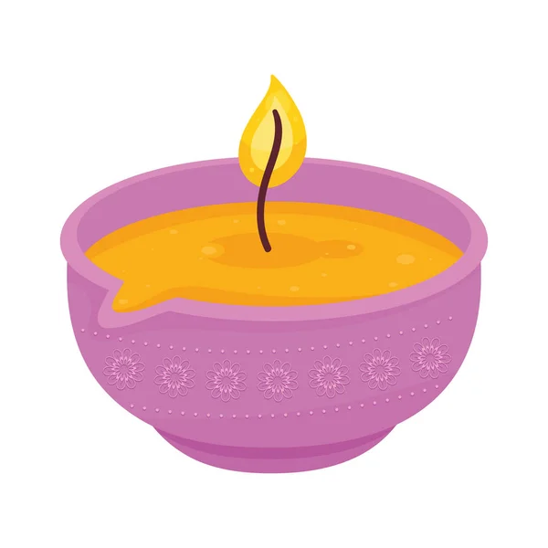 Diwali Ceremony Purple Candle Icon —  Vetores de Stock