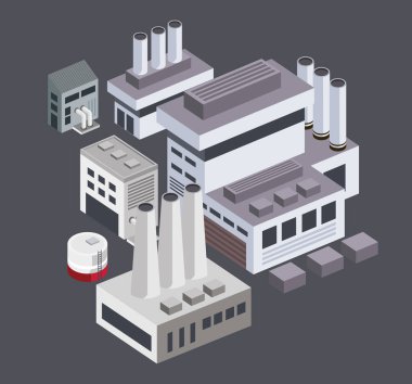 isometric plant with chimneys structure