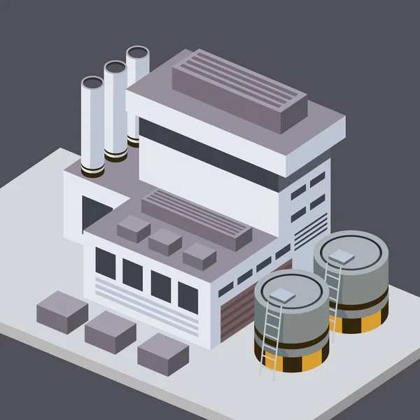 Isometric Industrial Building Tanks Structure —  Vetores de Stock