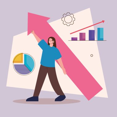 business woman with arrow character