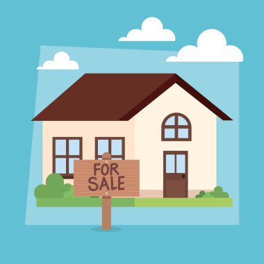 for sale label with house scene