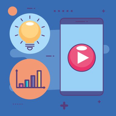 research development with smartphone icons