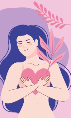 naked woman with pink heart poster