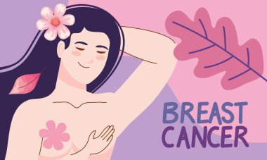 breast cancer lettering with girl naked poster
