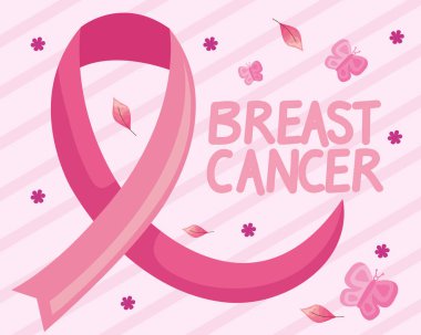 breast cancer lettering with ribbon campaign poster