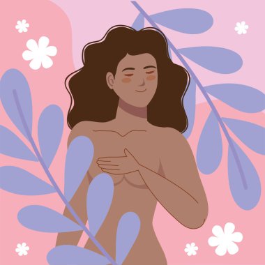 afro naked woman with branches poster